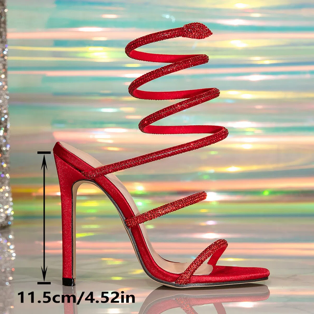 Fashion snake-wrapped crystal high heels with ultra high heel in multiple colours