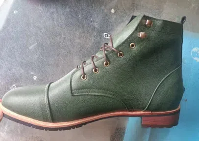 Men's casual ankle boots Martin boots buckle closure square toe artificial leather rubber sole low top solid colour