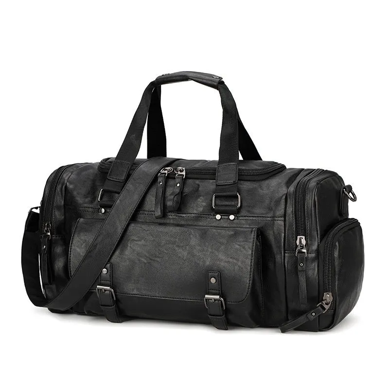 Black large capacity travel bag with separate shoe compartment for gym kit and holidays.