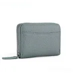 Genuine leather zipper coin storage bag in multiple colour options showing sewing line details