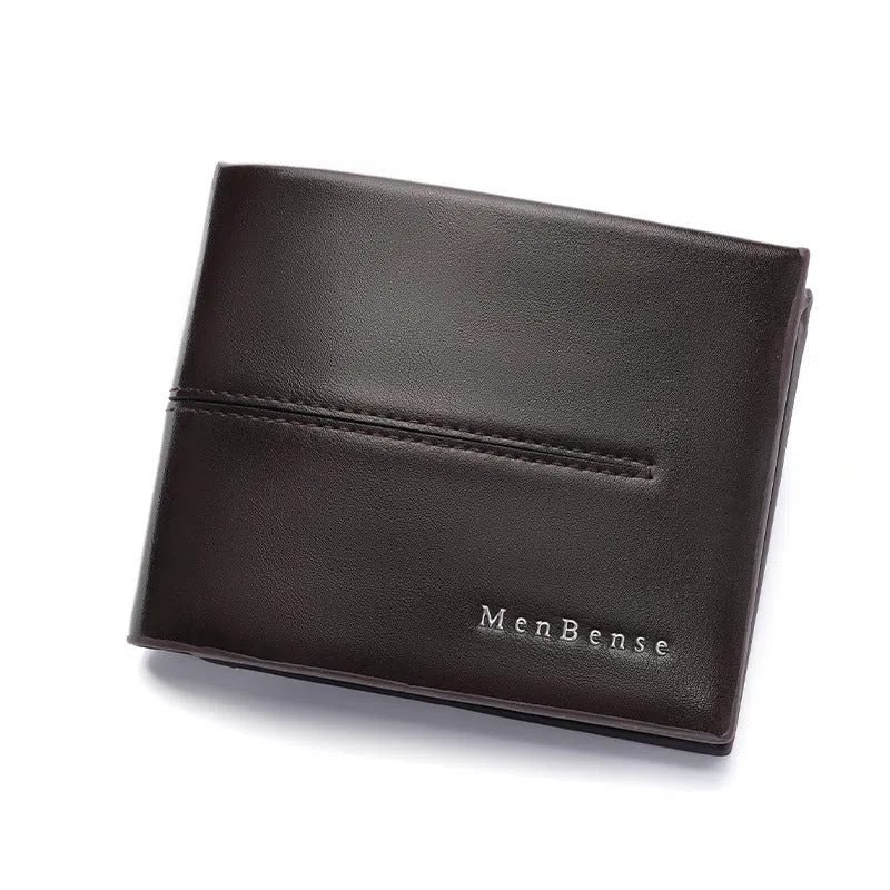 Genuine leather men's belt and wallet combo set with alloy buckle in black and brown, includes gift box