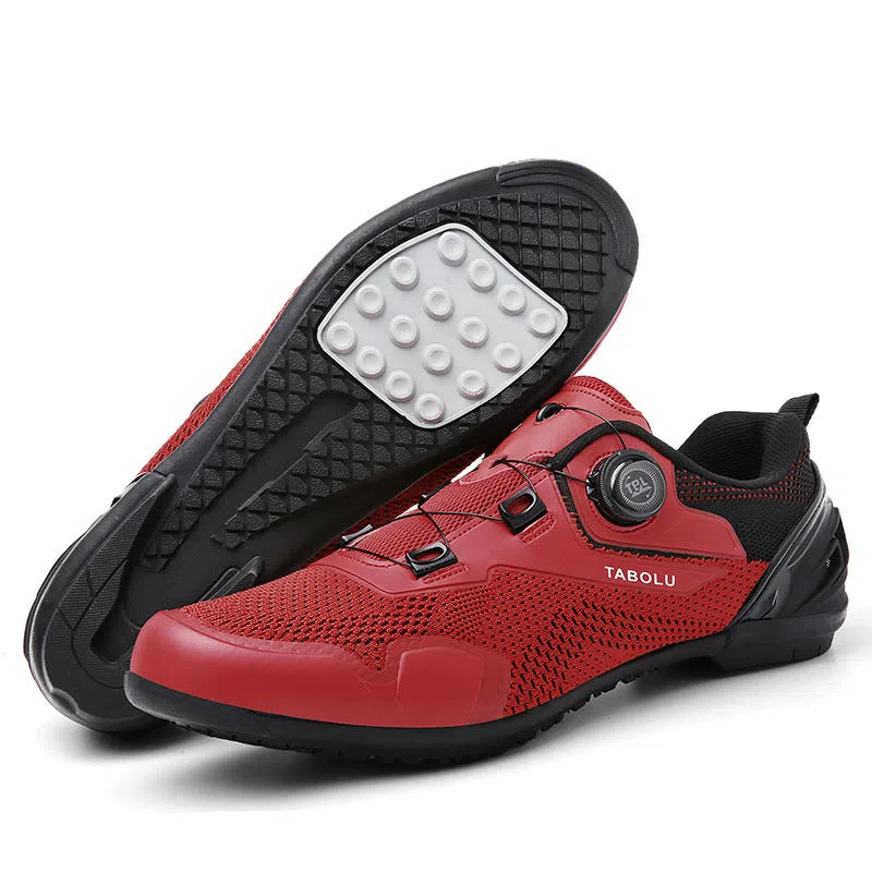 Men's breathable lightweight road cycling shoes in grey, black, red, sizes 36 to 47