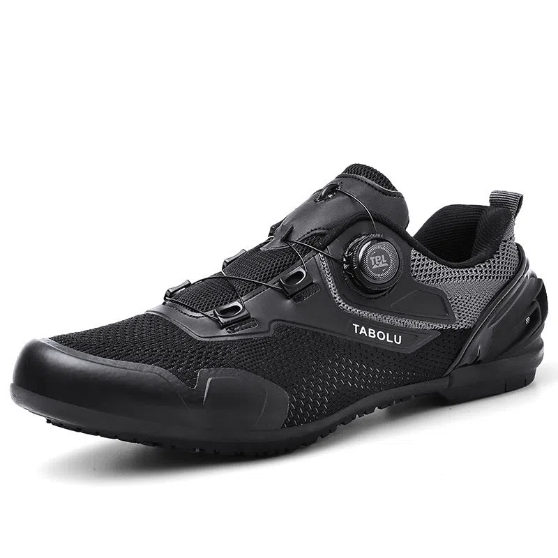 Men's breathable lightweight road cycling shoes in grey, black, red, sizes 36 to 47