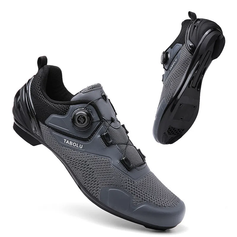 Men's breathable lightweight road cycling shoes in grey, black, red, sizes 36 to 47