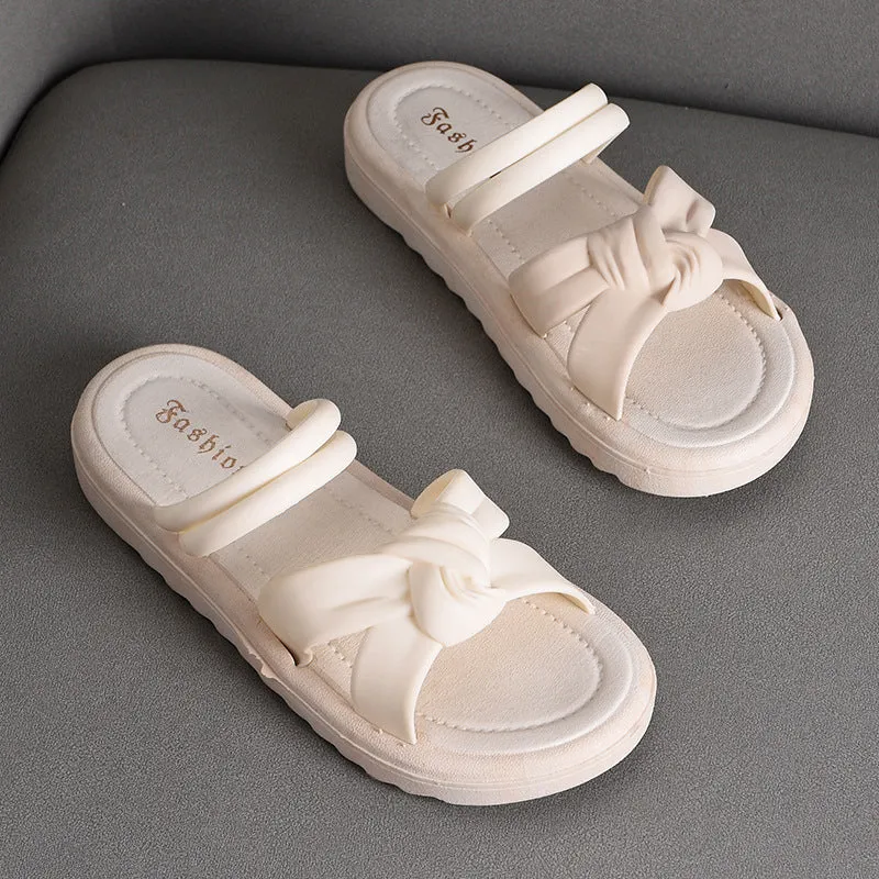 Women's black and white two-way wear sandals with soft thick back and non-slip PVC sole.