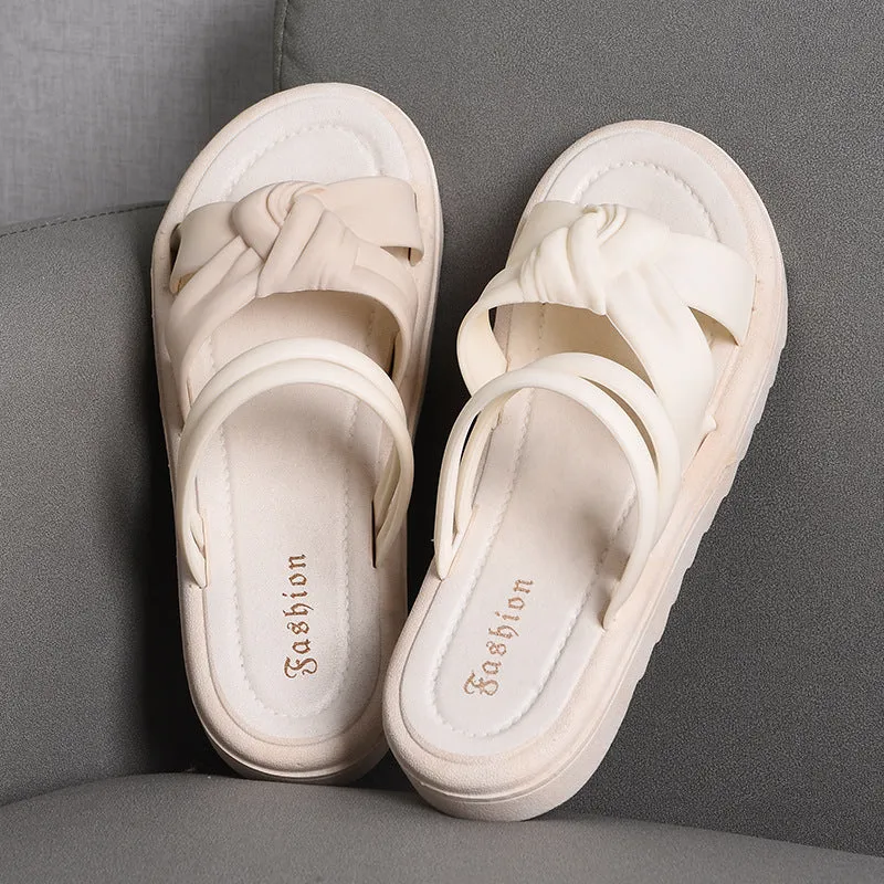Women's black and white two-way wear sandals with soft thick back and non-slip PVC sole.