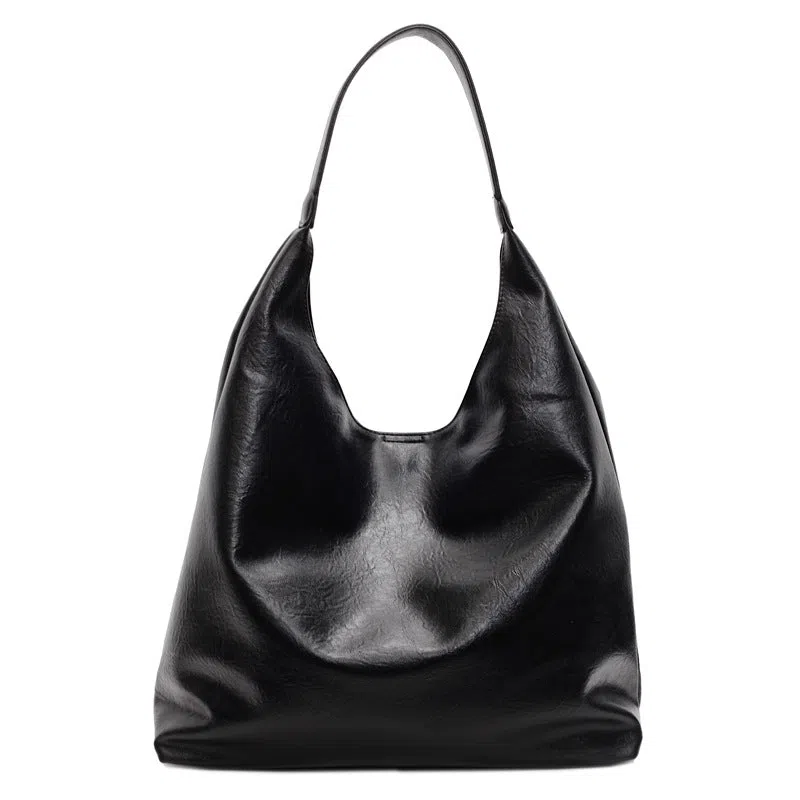 Women's soft PU single shoulder bucket bag in Coffee, Black, Brown, or Mud colour with phone pocket