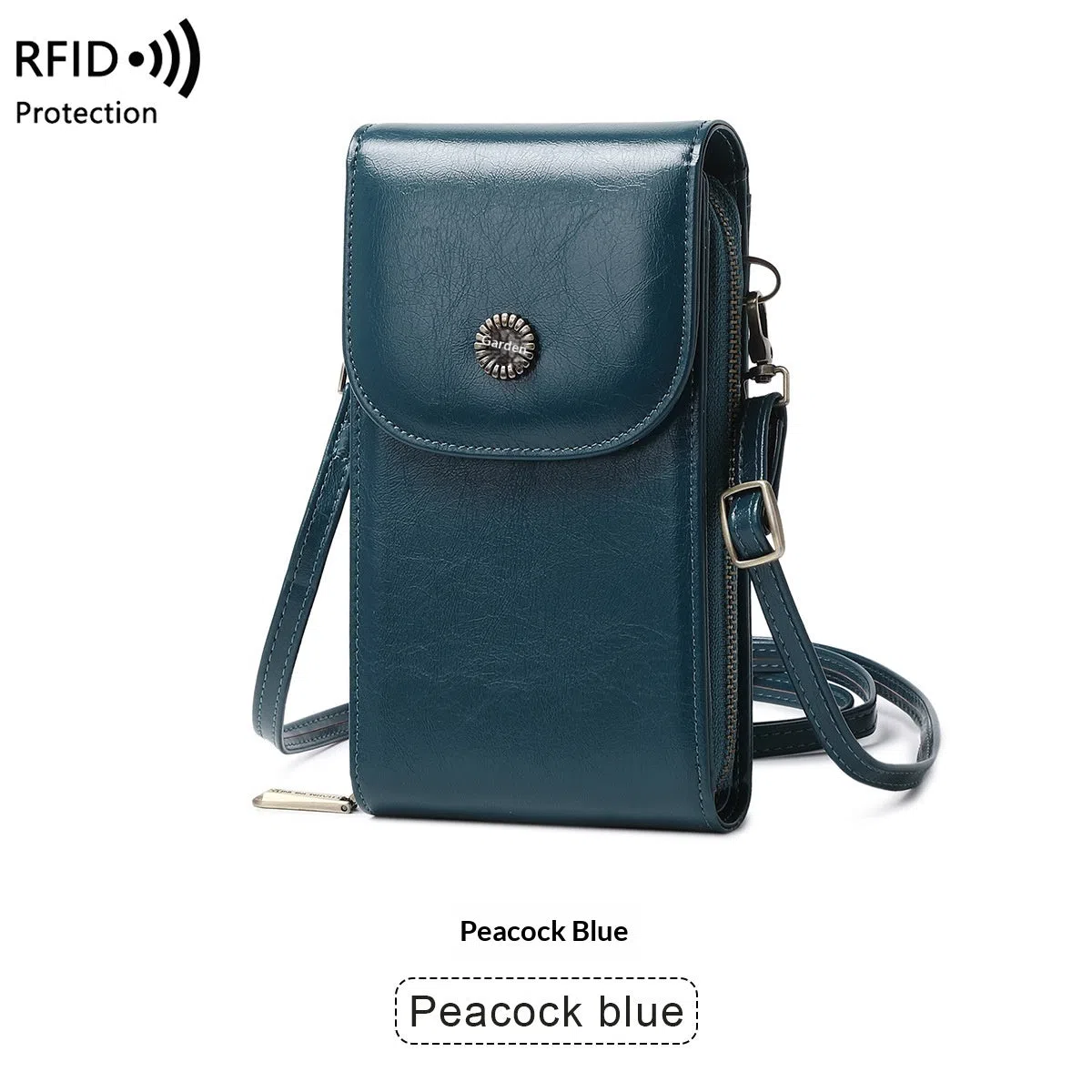 Anti-magnetic retro wax leather phone bag crossbody case in five colours with card slot