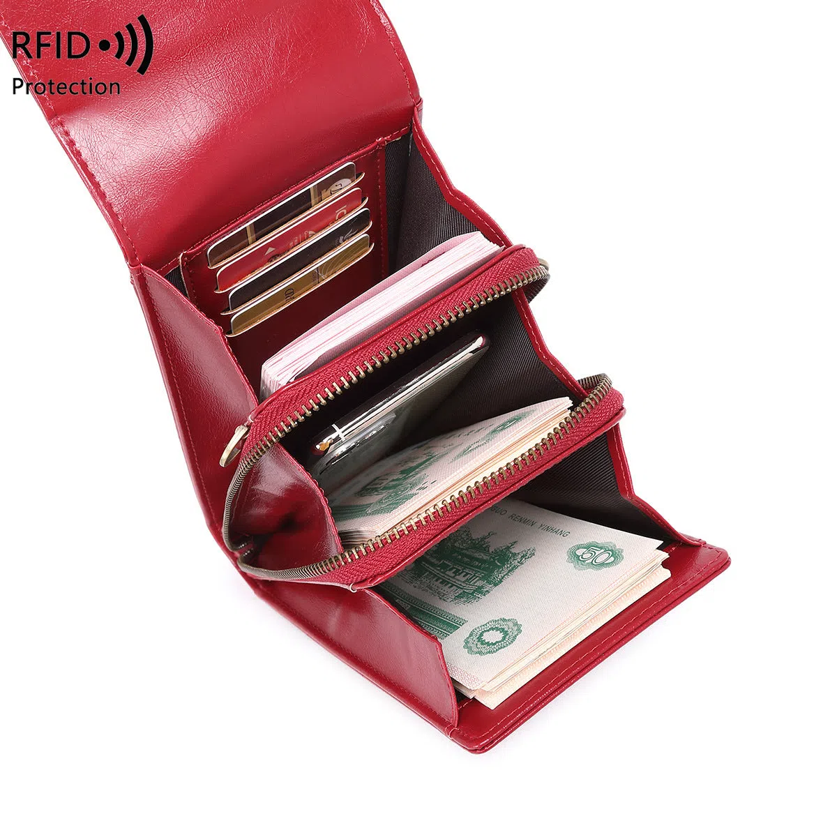 Anti-magnetic retro wax leather phone bag crossbody case in five colours with card slot