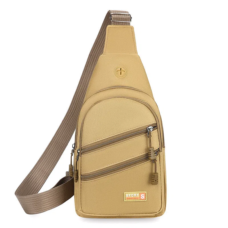 Canvas crossbody bag for men, lightweight waterproof with stitching detail, available in multiple colours