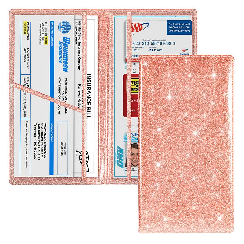 PU leather car document wallet for insurance and registration papers in black colour.