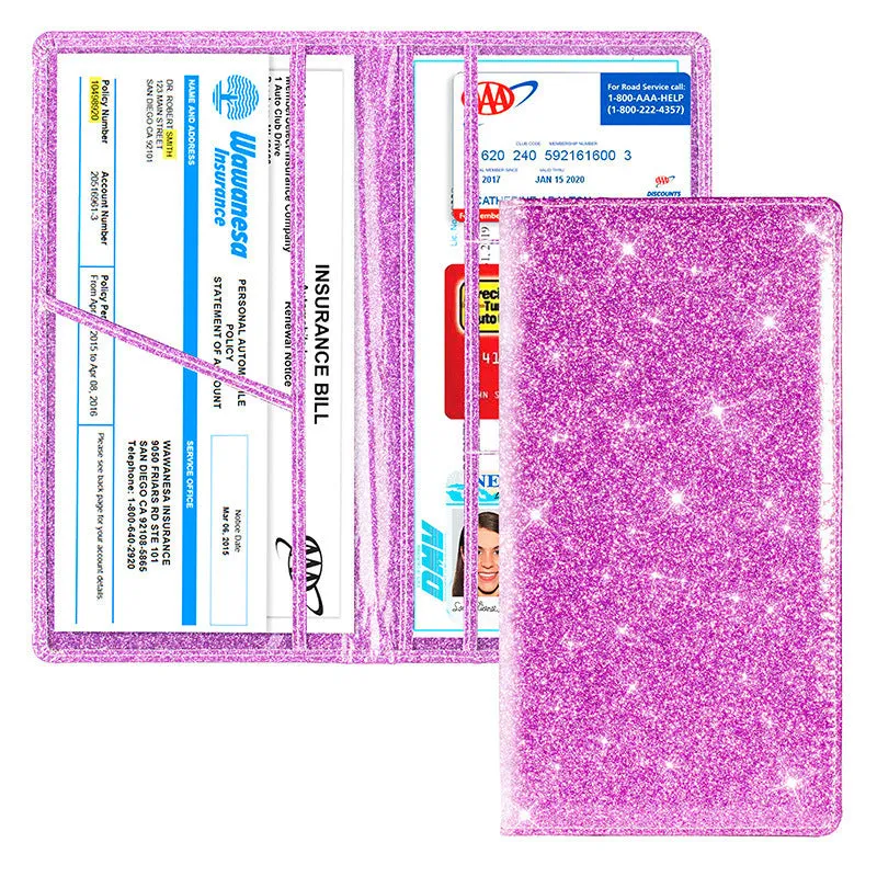 PU leather car document wallet for insurance and registration papers in black colour.