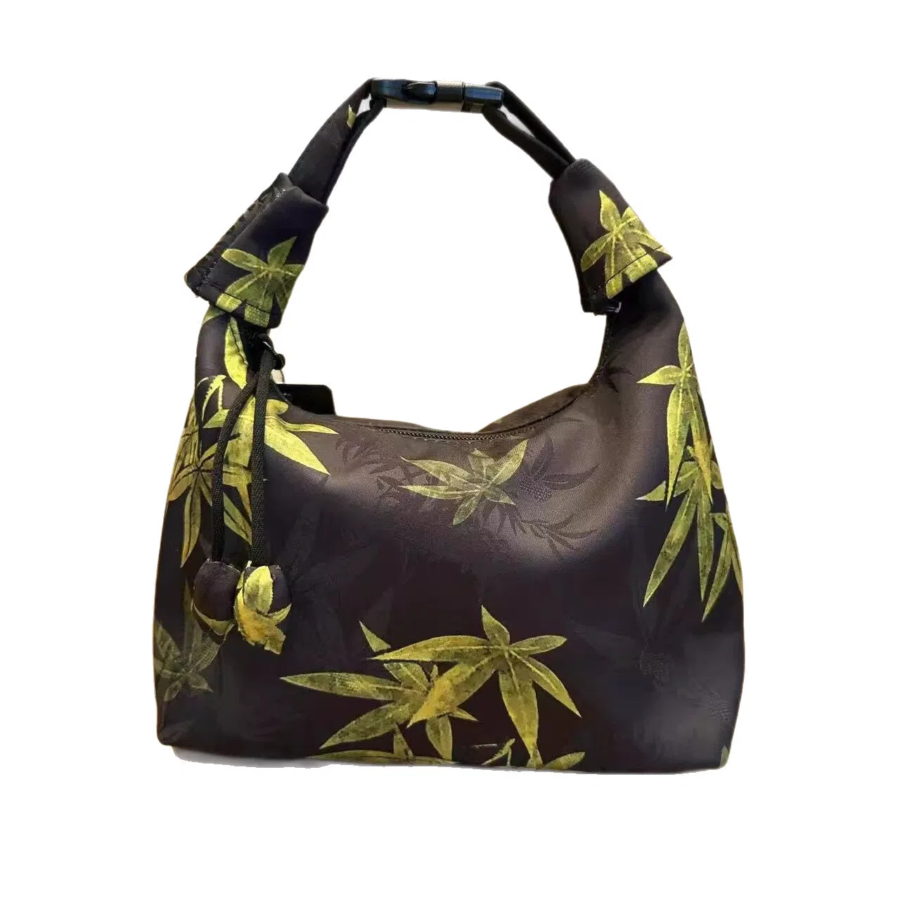 Silk underarm bag dumpling shape real silk floral motifs stitched seams Chinese-style shoulder bag