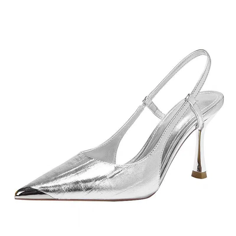 Women's pointed-toe colour-block stiletto heels in black with 7cm heel, PU upper, side view