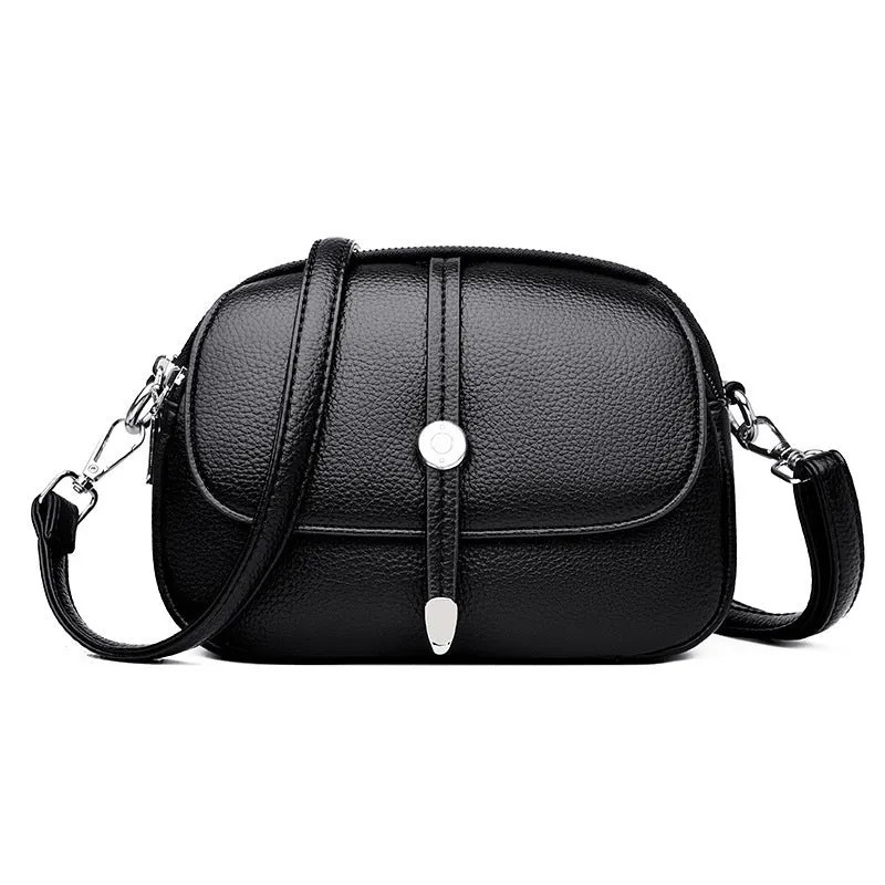 Soft PU women's crossbody shoulder bag in oval suitcase shape with sewing thread detail