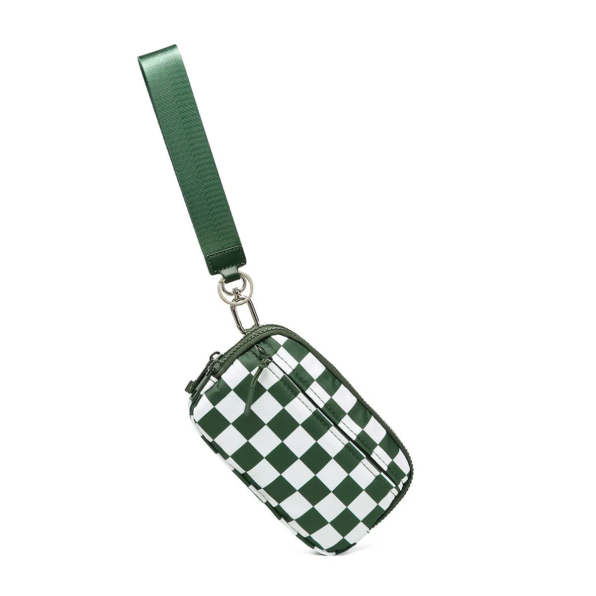 Women's crossbody bag in beige plaid with single shoulder strap, soft Oxford cloth, horizontal rectangular shape, and printed design
