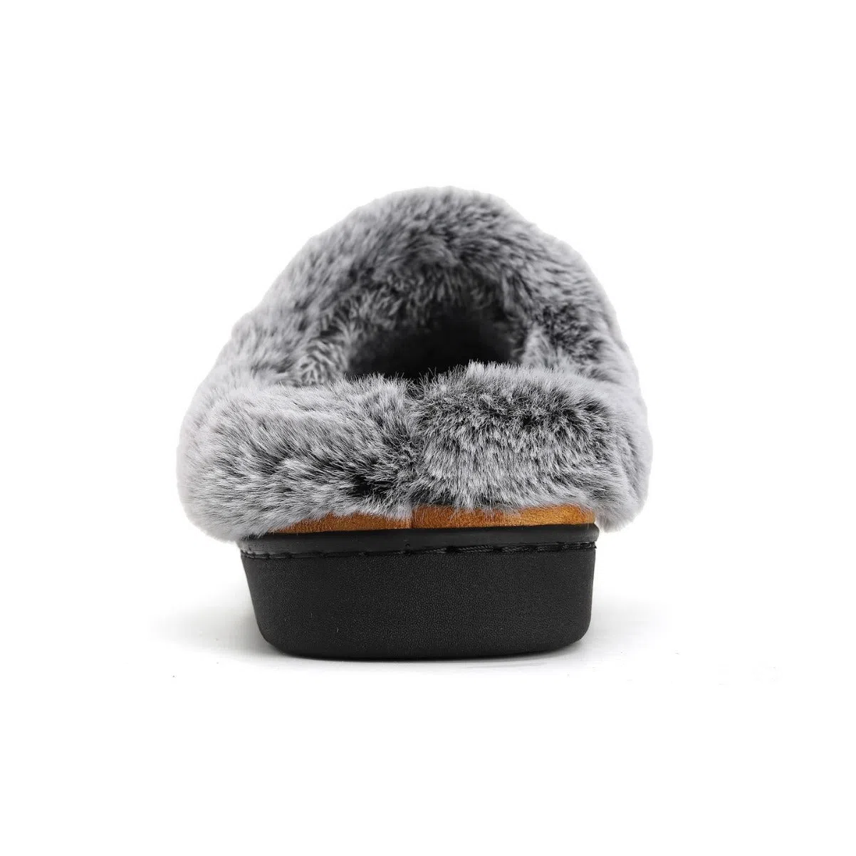 Fleece-lined thickened cotton slippers with plaid pattern and non-slip TPR sole in khaki colour
