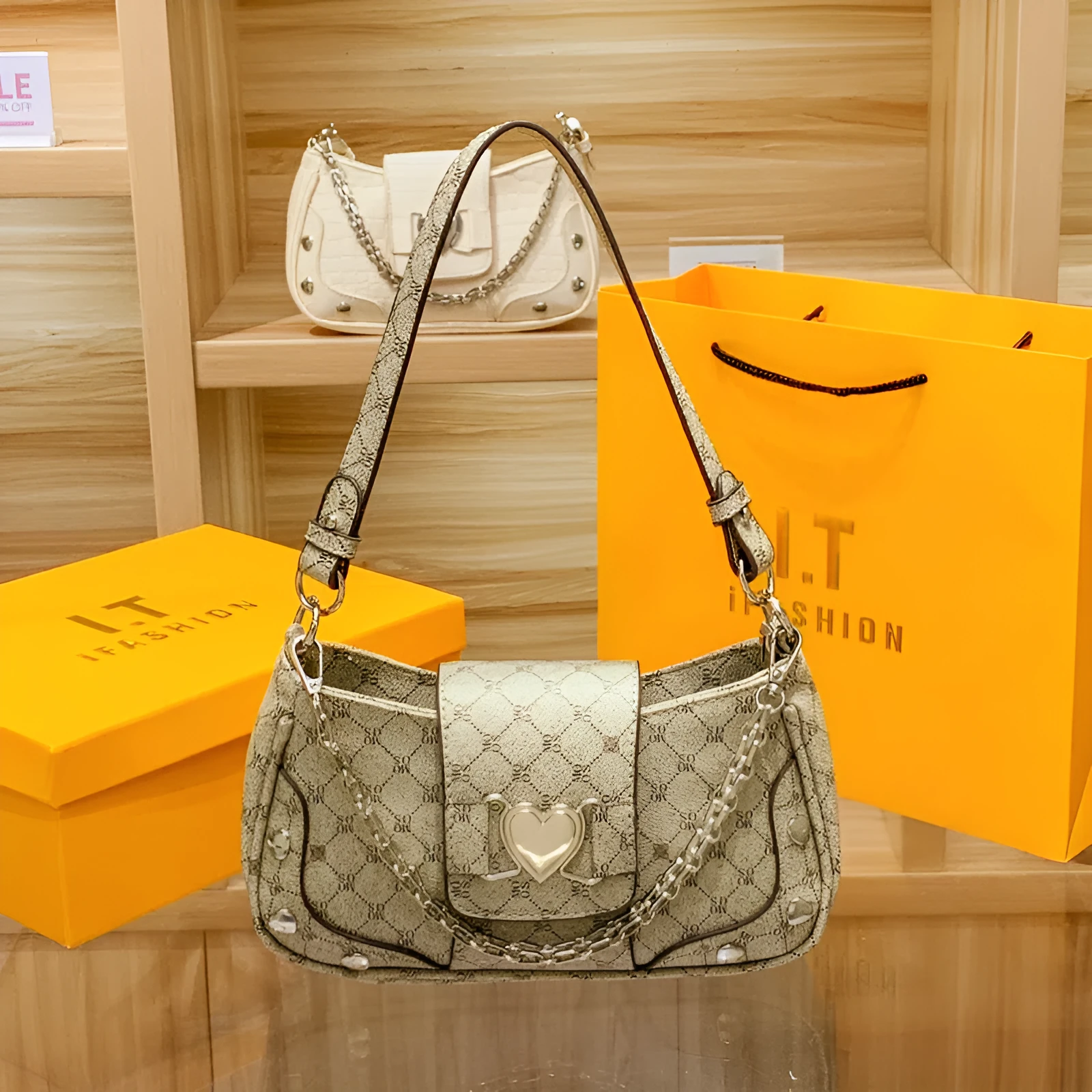 Caring Leisure soft PU leather shoulder crossbody bag in retro European American style, 24cm x 7cm x 13cm, Pink colour