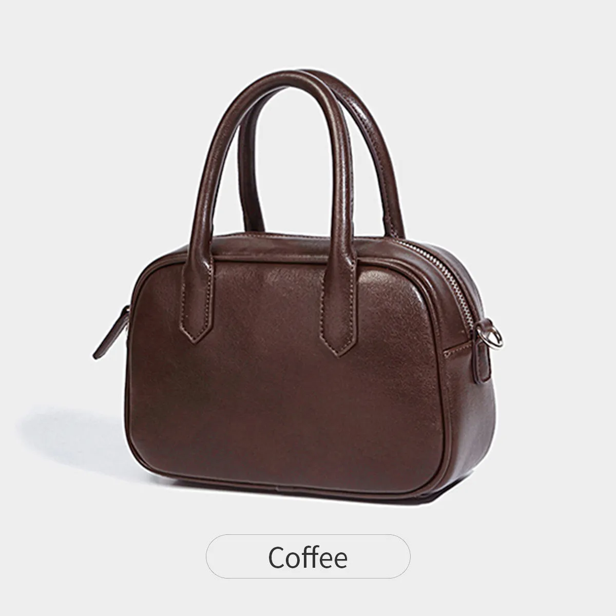 Retro square shoulder messenger bag in black PU leather with a single strap.