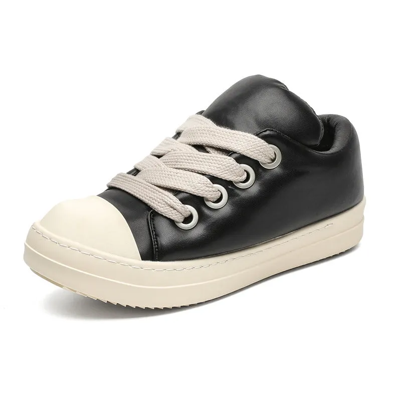 Men's black leather slip-on casual shoes with rubber sole and round toe design