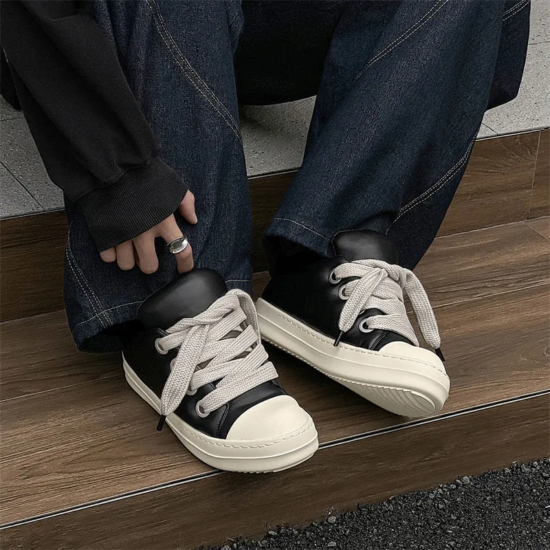 Men's black leather slip-on casual shoes with rubber sole and round toe design