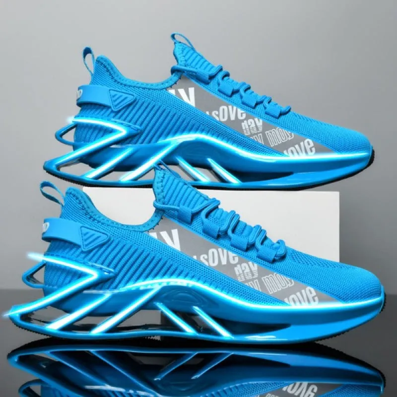 Men's casual exercise shoes with fly woven mesh upper in black, red, white or blue colours