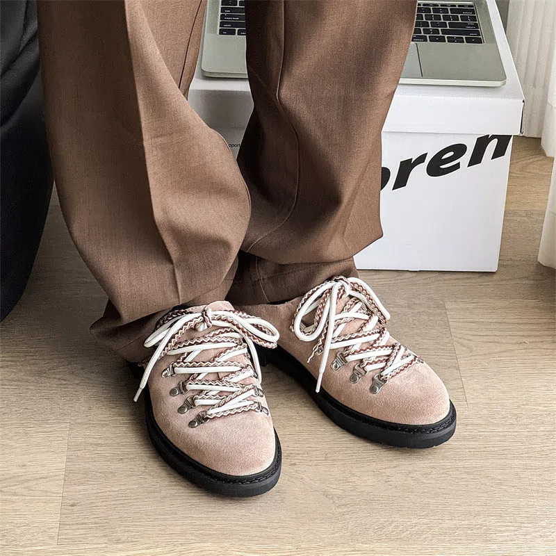Men's outdoor casual shoes with rubber sole, striped pattern, and round toe in black colour