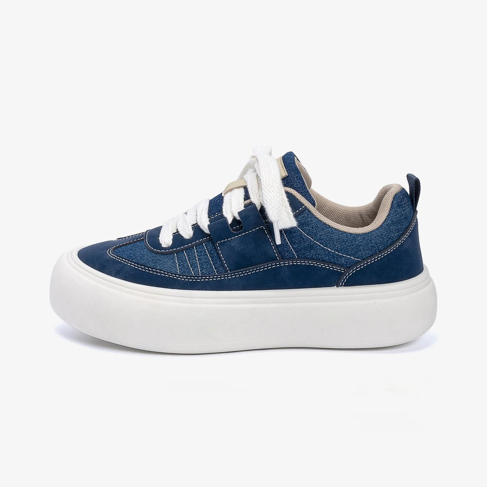 Men's black canvas platform lace-up shoes with a round toe and low-top design on a white background.
