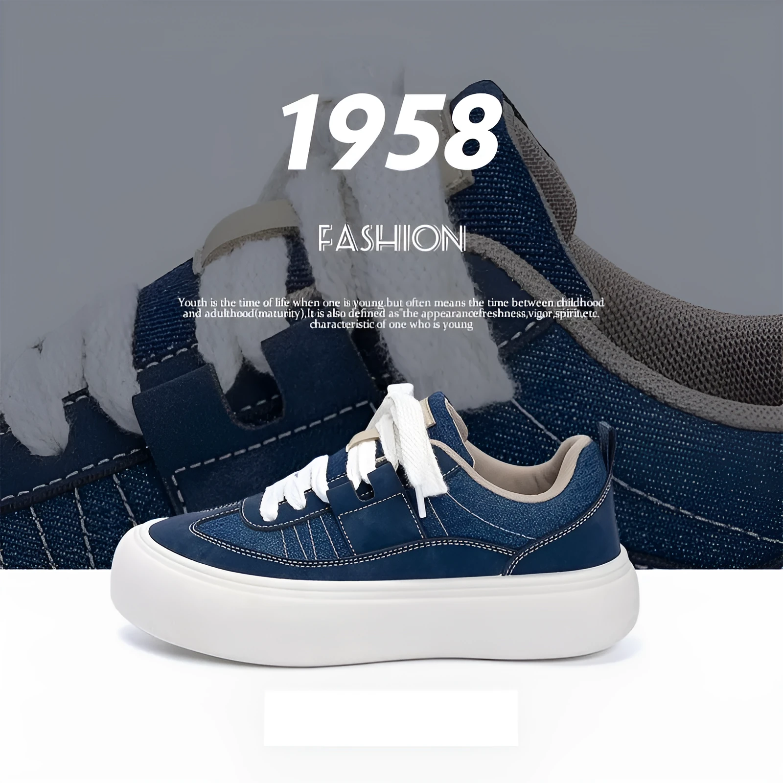 Men's black canvas platform lace-up shoes with a round toe and low-top design on a white background.
