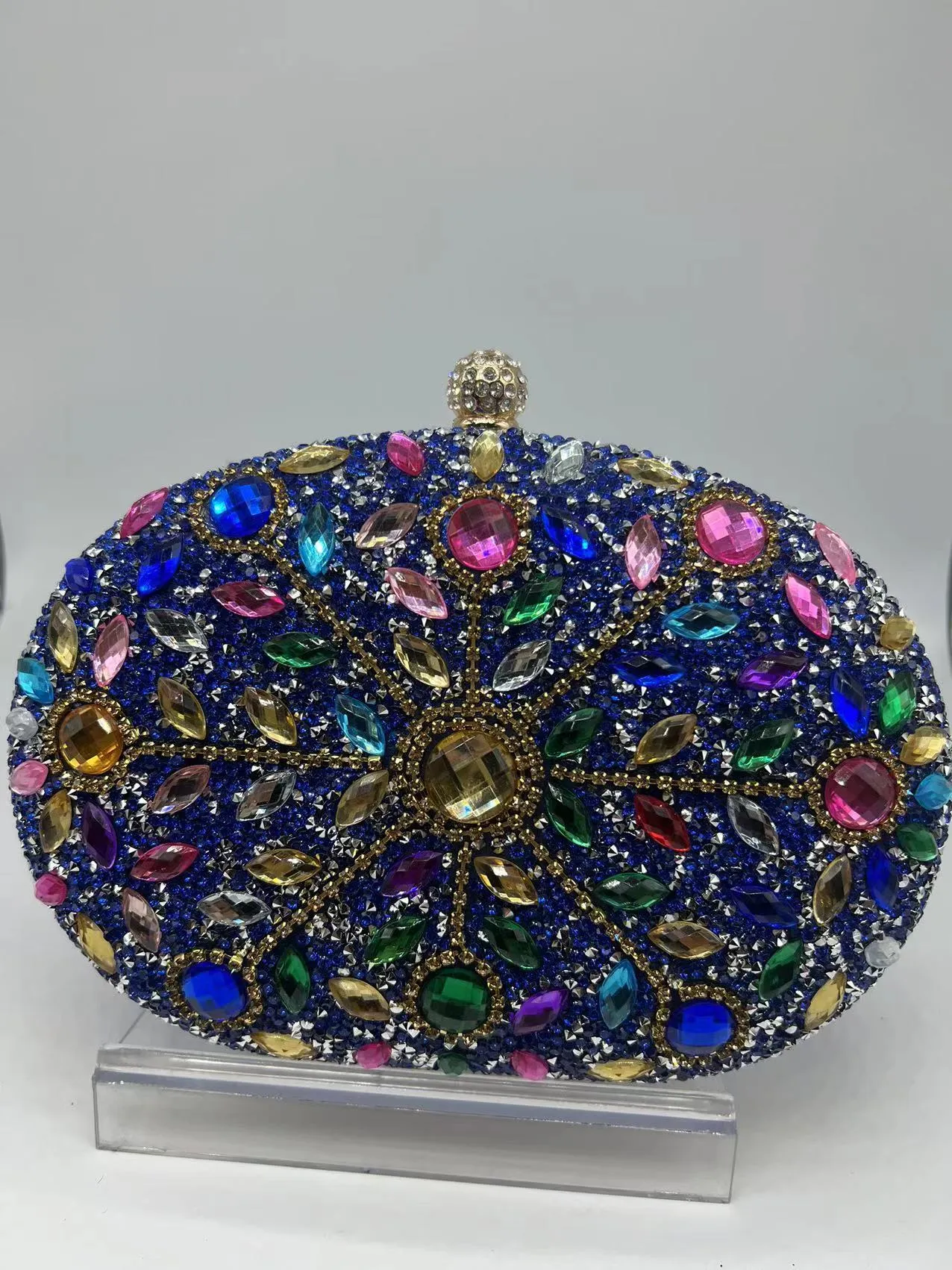 European retro style women's banquet handbag with hardware and rhinestone detailing