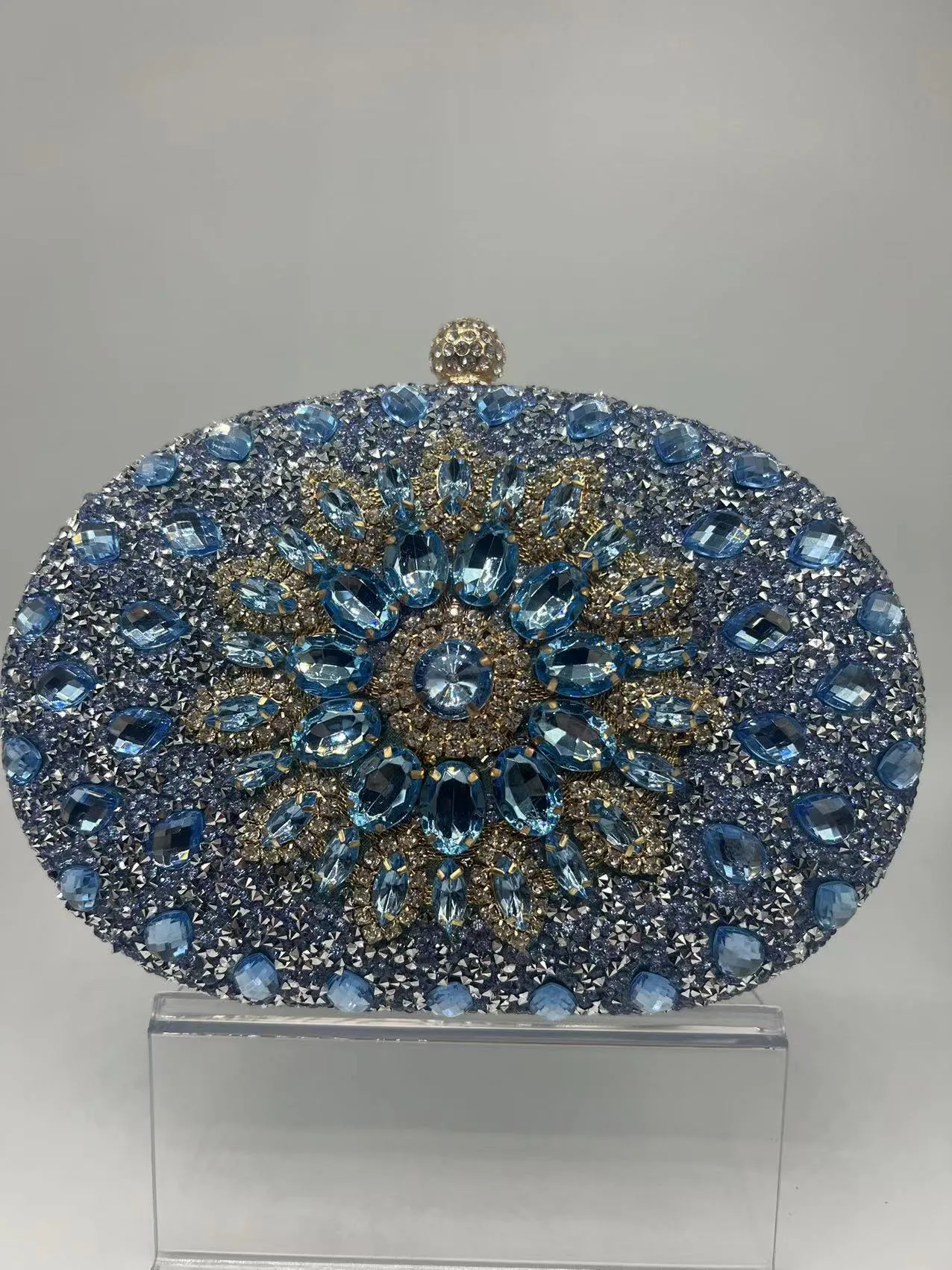 European retro style women's banquet handbag with hardware and rhinestone detailing