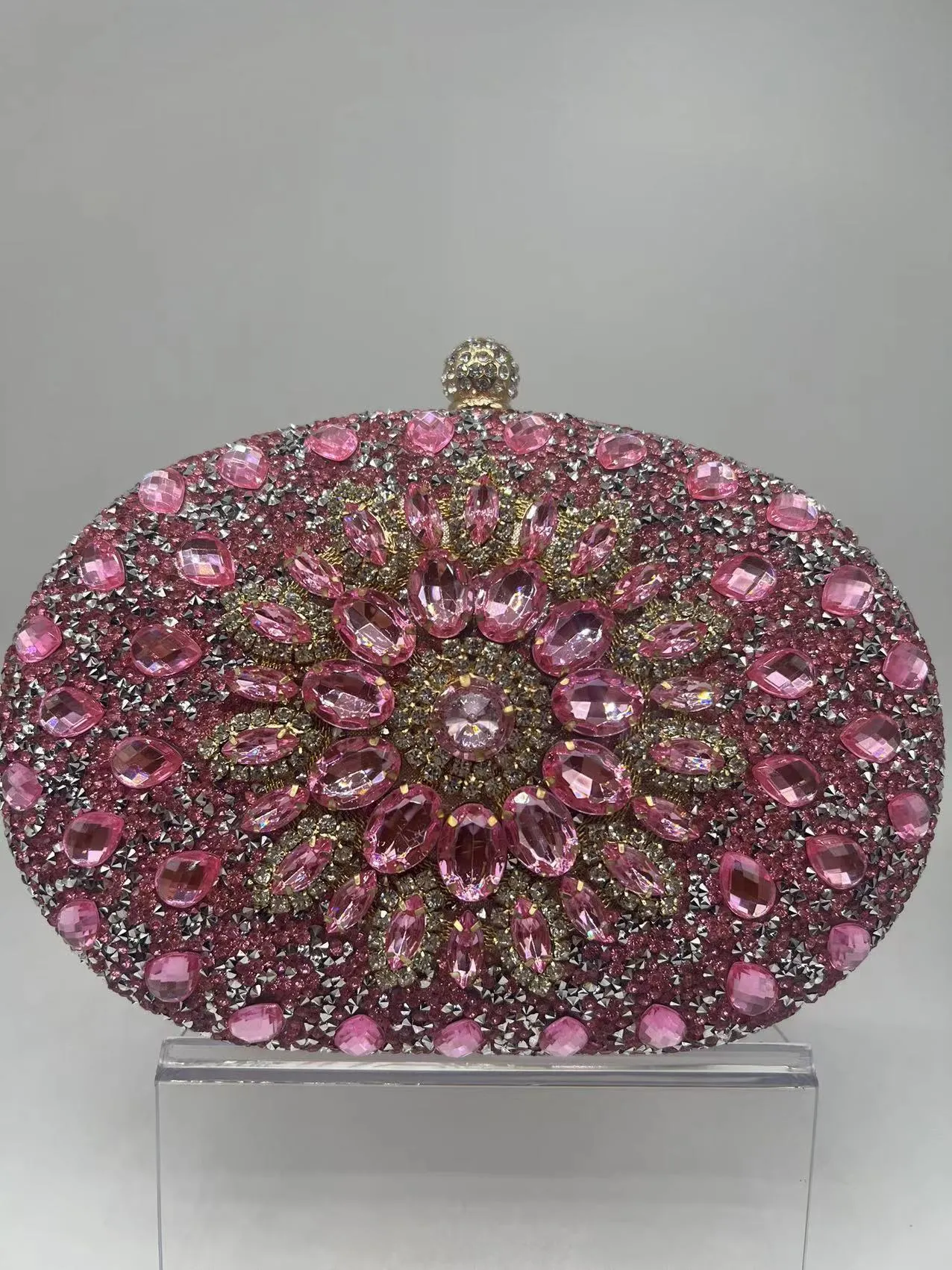 European retro style women's banquet handbag with hardware and rhinestone detailing