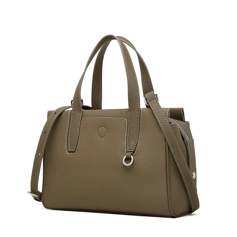 Genuine leather cowhide crossbody bag in horizontal square suitcase shape