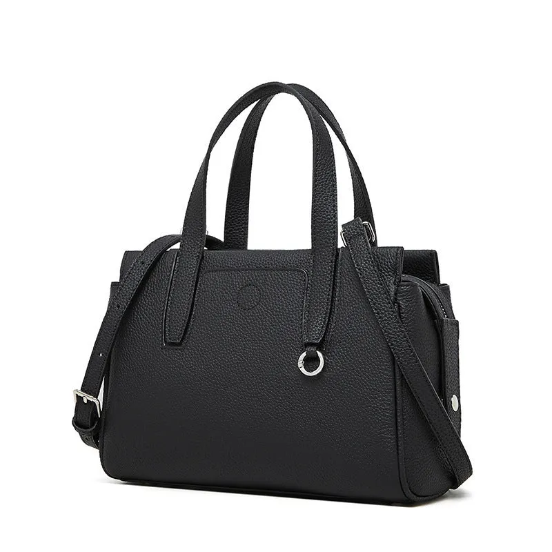 Genuine leather cowhide crossbody bag in horizontal square suitcase shape