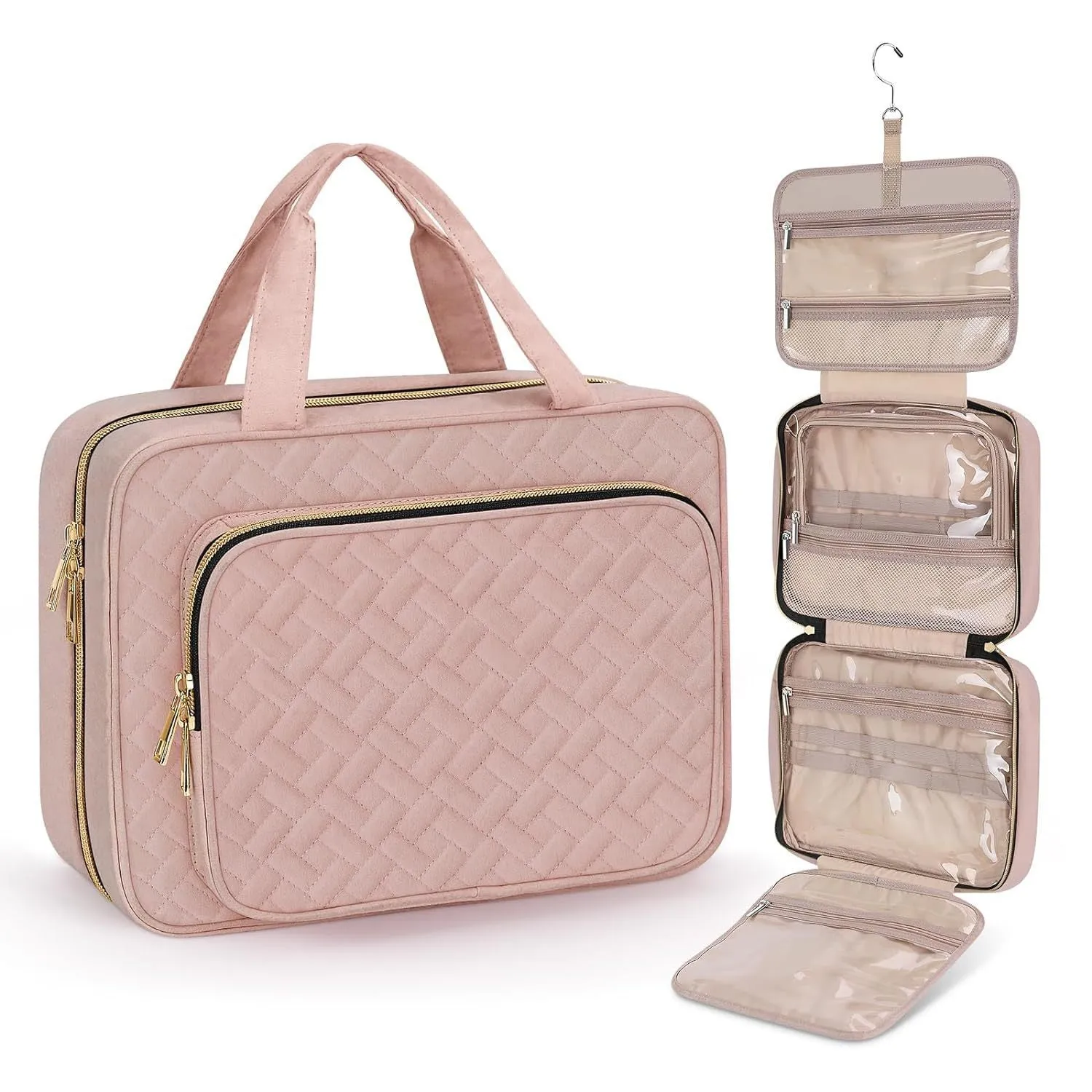 Polyester travel cosmetics wash bag with waterproof lining in multiple colour options