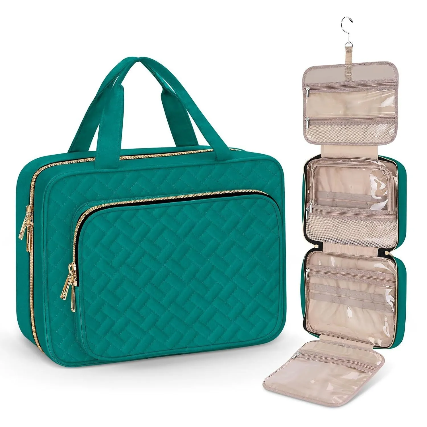 Polyester travel cosmetics wash bag with waterproof lining in multiple colour options