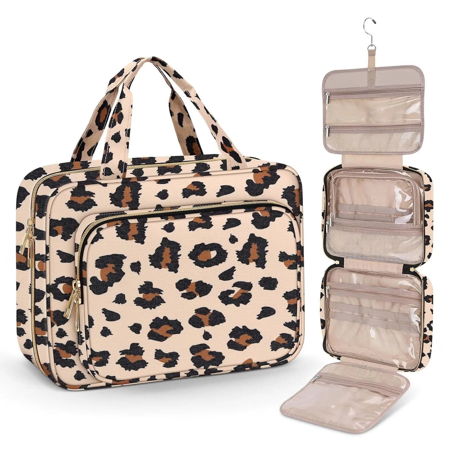 Polyester travel cosmetics wash bag with waterproof lining in multiple colour options