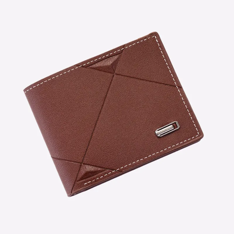 Men's three-fold horizontal wallet in soft PU leather with multiple card slots