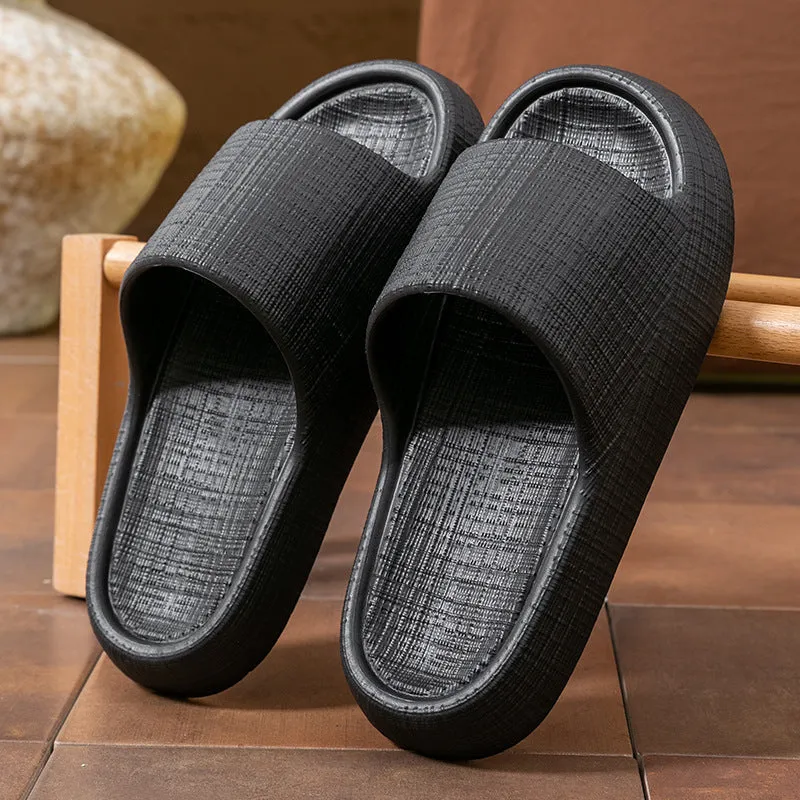 A pair of khaki coloured EVA toe ring slippers with a soft non-slip sole, shown on a white background.