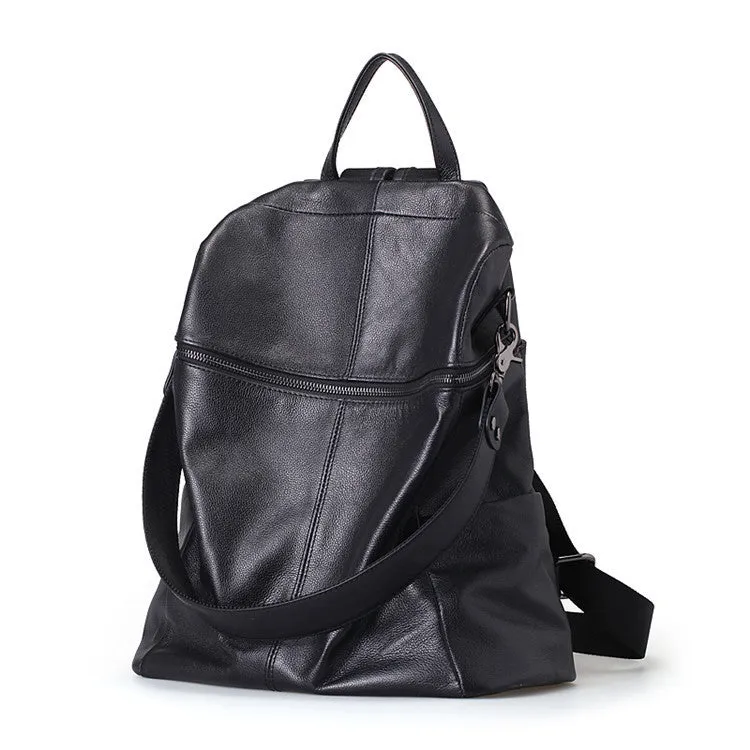 Genuine leather women's retro backpack with waterproof function and organised internal compartments