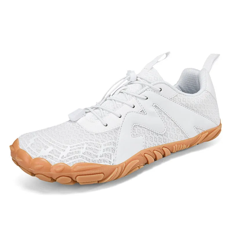 Low-top outdoor hiking shoes with rubber sole and mesh lining in multiple colour options