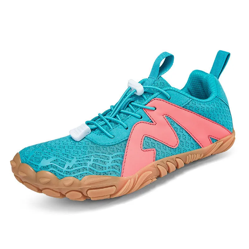 Low-top outdoor hiking shoes with rubber sole and mesh lining in multiple colour options