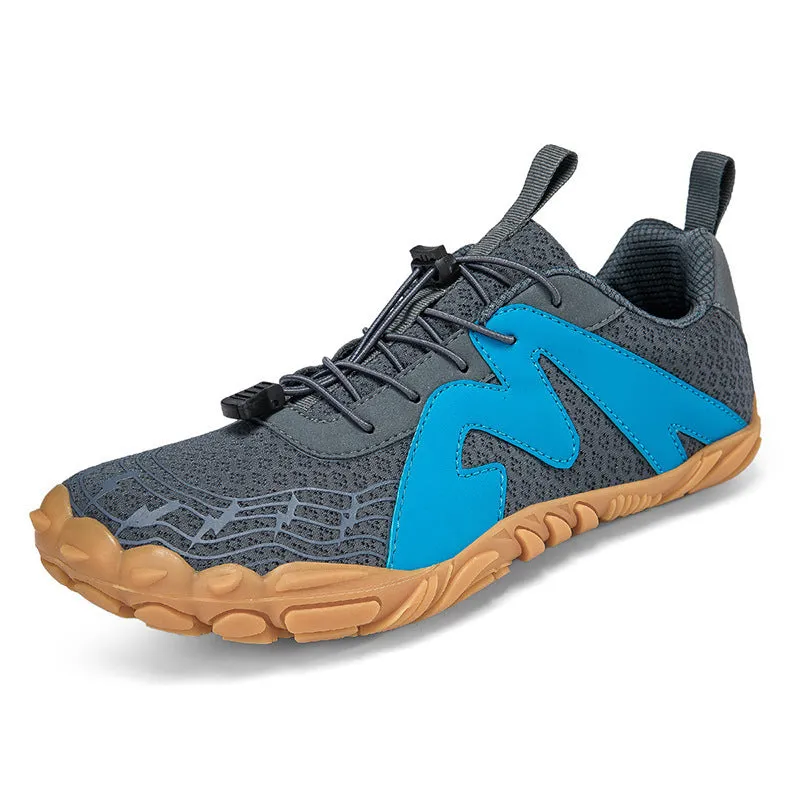 Low-top outdoor hiking shoes with rubber sole and mesh lining in multiple colour options