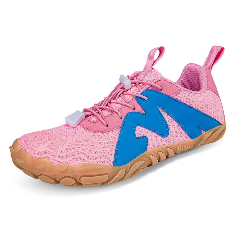 Low-top outdoor hiking shoes with rubber sole and mesh lining in multiple colour options