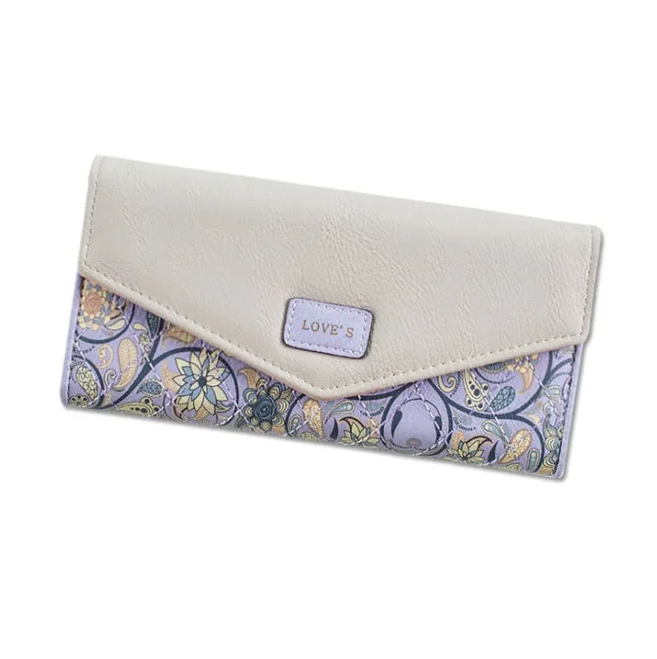 A folded black PU leather wallet with a buckle closure, showing multiple card slots and compartments inside.