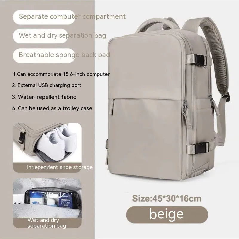 Large black waterproof mummy-style nylon backpack on a neutral background.