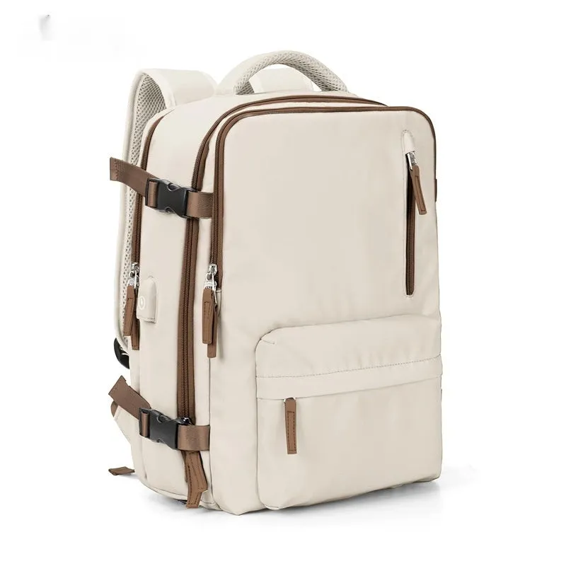 Large black waterproof mummy-style nylon backpack on a neutral background.