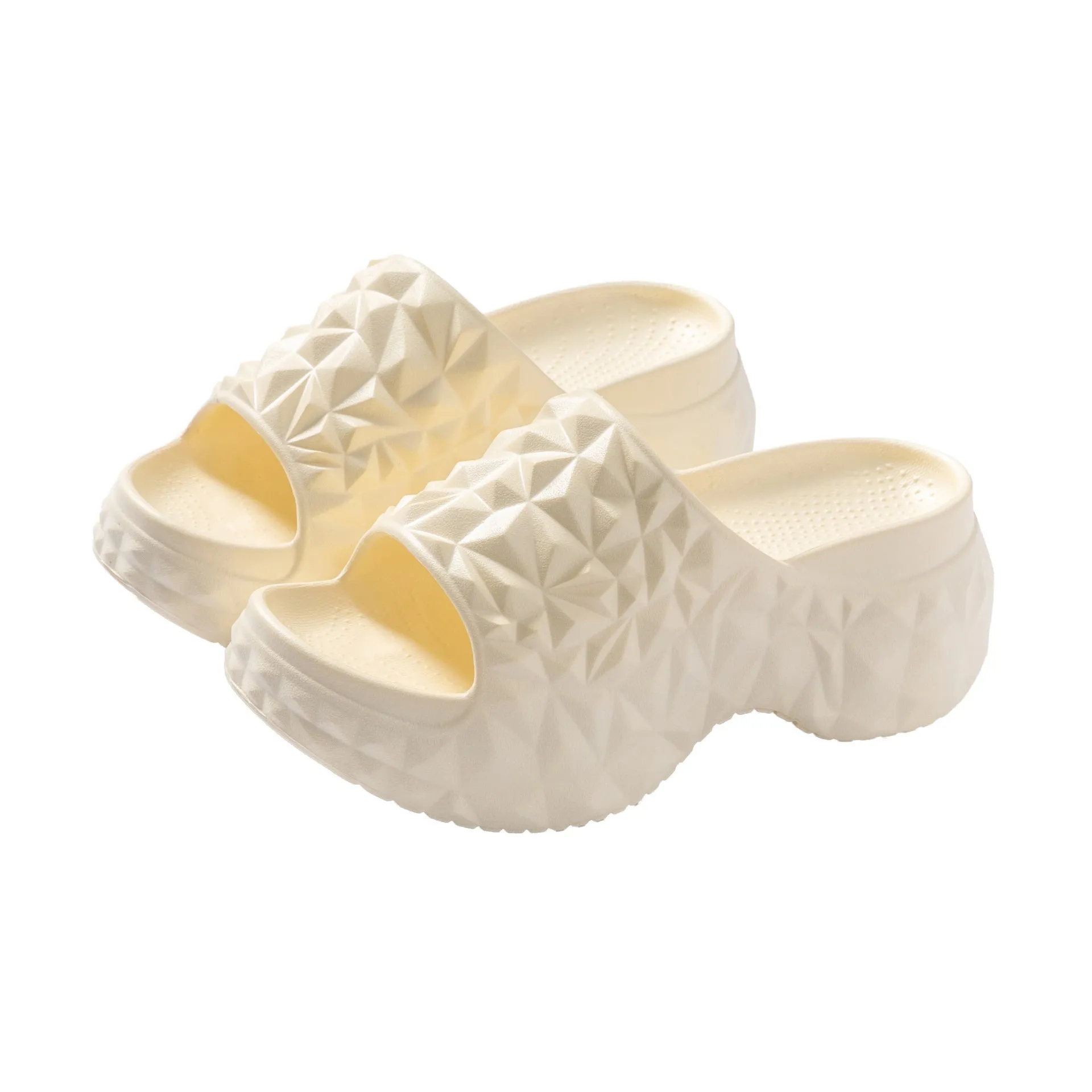 Women's Eva flip flop slippers in khaki colour with a thick injection-moulded sole.