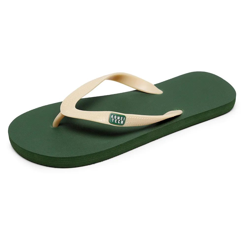 Men's black flip-flops with textured rubber sole and EVA upper