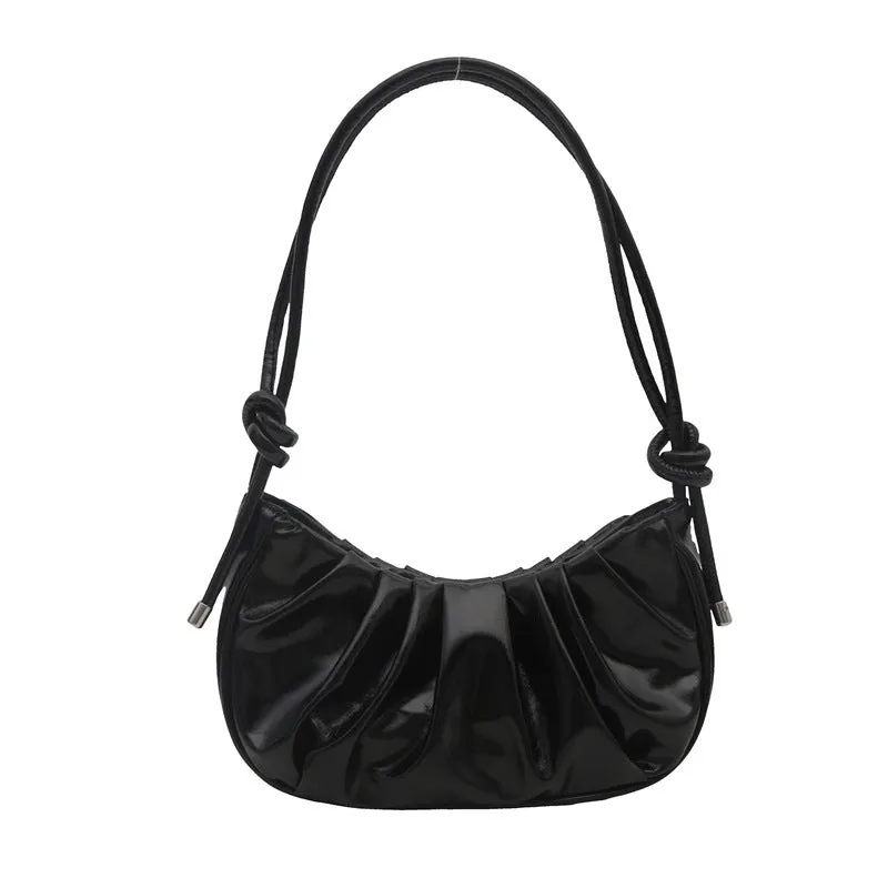 Korean style horizontal square messenger bag in black, gold, purple or silver with file organisation